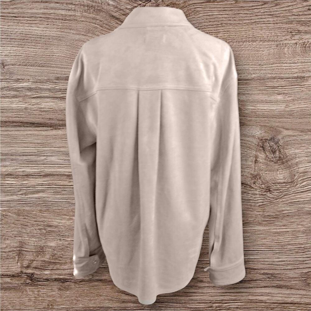 Evereve Arli Faux Suede Pearl Snap Front Shirt Minimal Western - Picture 4 of 9